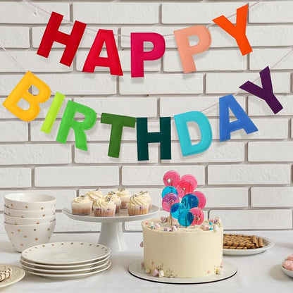 Felt Happy Birthday Garland Rainbow Banner Reusable Happy Birthday Sign Party - Image 6