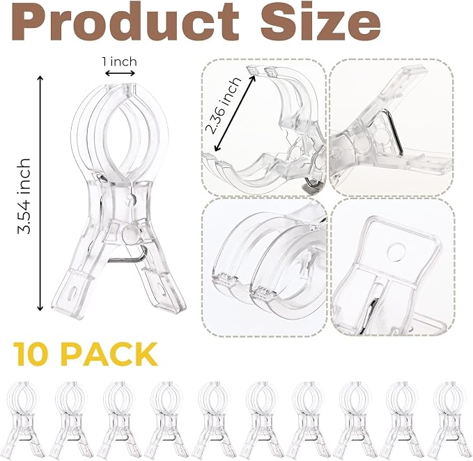 Miliocry 10 Pack Large Balloon Arch Clips Plastic Transparent Backdrop Spring - Image 2