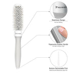 Eagle Fortress Round Brush for Blow Out, Thermal Ceramic Hair Brush for Blow Drying with Ionic Bristle for Professional Blowout Brushing - Grey, 43mm