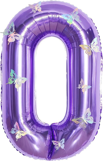 40 Inch Purple Number 0 Balloon by GLASNES
