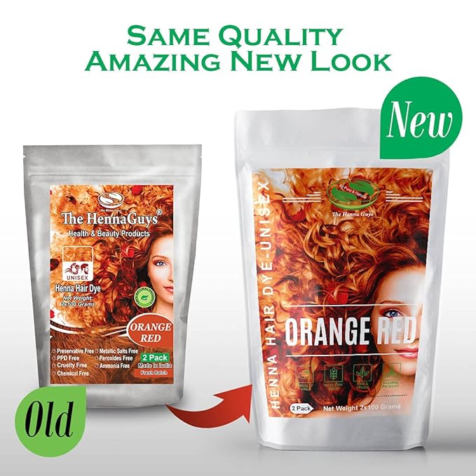 2 Packs Of Red/Orange Henna Hair & Beard Color/Dye 100 Grams - Natural Hair Color, Plant-based Hair Dye - The Henna Guys