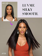 LUVME Seamless Clip in Hair Extensions, 22 Inch 135g 7pcs Natural Black Hair Extensions Clip in Human Hair Invisible PU Skin Weft Natural Remy Human Hair