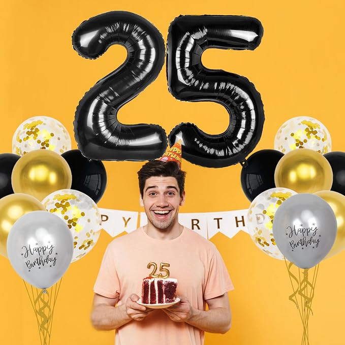25th Birthday Decorations for Men, 40 inch 25 Balloon Numbers - Image 6