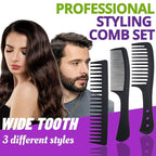 6PCS Large Wide Tooth Comb Set Detangling Shower Hair Comb Professional Carbon Fiber Cutting Comb for Women&Men's Wet Dry Curly Long Hair Anti Static Heat Resistant Comb Reduce Hair Loss and Breakage