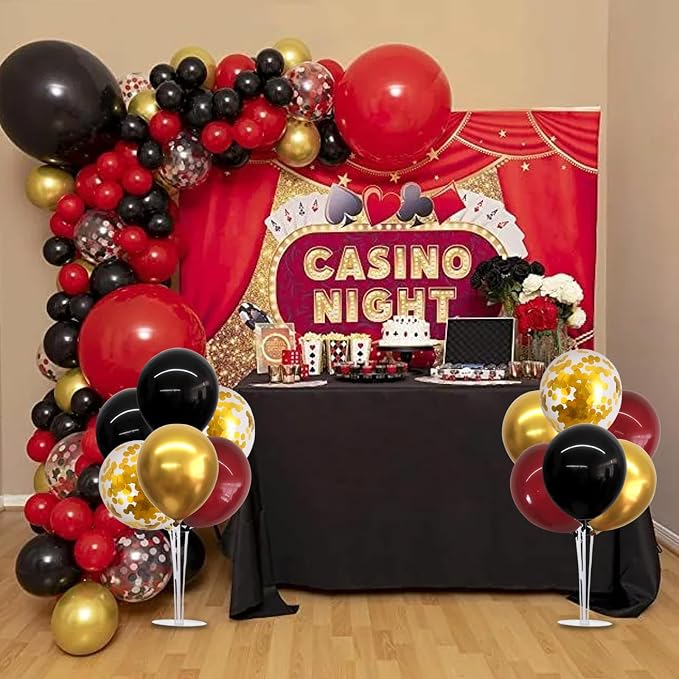 TONIFUL 4 Set Burgundy Red Black Gold Balloon Stand Centerpiece - Image 5