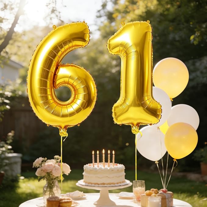 40 Inch Number 61 Balloons for 61st Birthday Party Decorations, 0-100 Gold - Image 3
