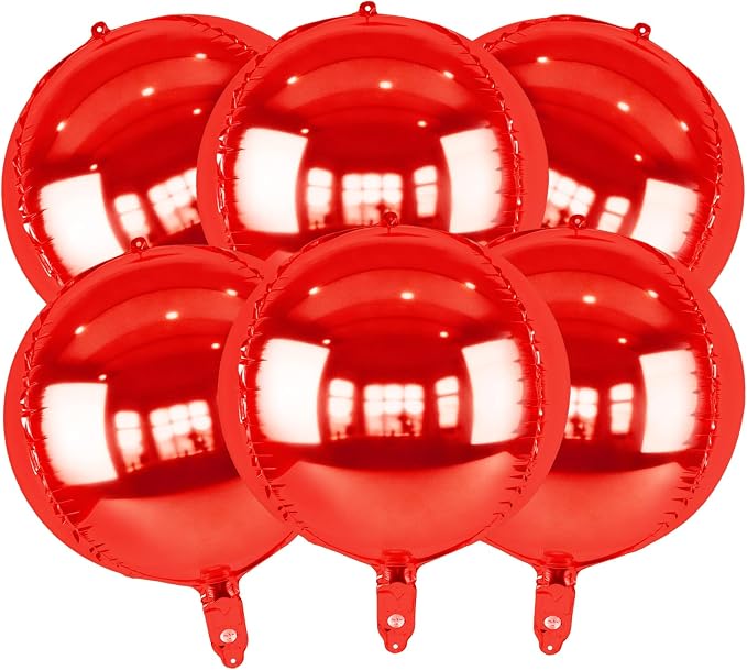 6pcs Red Foil Balloons 22inch Round Balloons by Namyoo