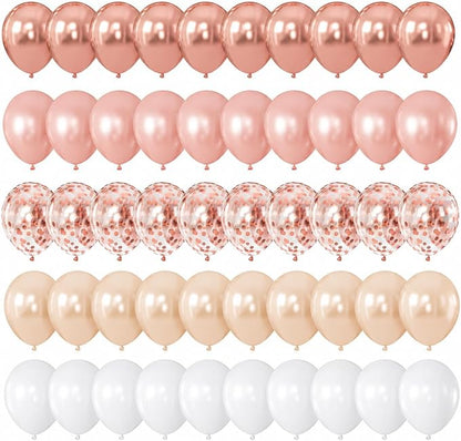 Rose Gold Balloons, 12Inch Metallic Pearl Rose Gold and White Balloons by Froova