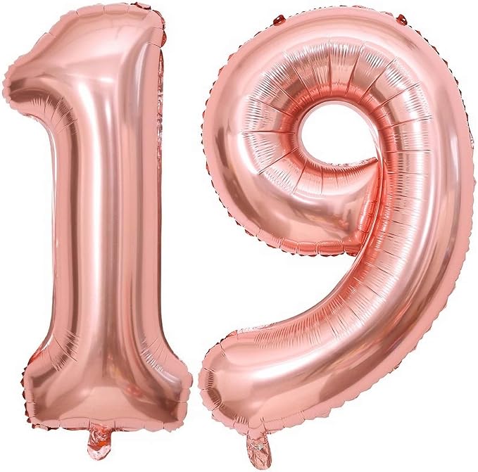 40 Inch Rose Gold 19 Balloons Giant 19 Balloons Rose Gold 19 Birthday Balloons by LHOAVWE