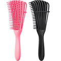 2 Pieces Detangling Brush for Afro America/African Hair Textured 3a to 4c Kinky Wavy/Curly/Coily/Wet/Dry/Oil/Thick/Long Hair, Knots Detangler Easy to Clean (Black, Pink)