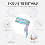 Men Women Beauty Skinny Sports Sweatbands Head Accessories for Running Fitness Shower, Long Multi Style Beautiful Mermaid Fish Scale Head Ribbon Headwear