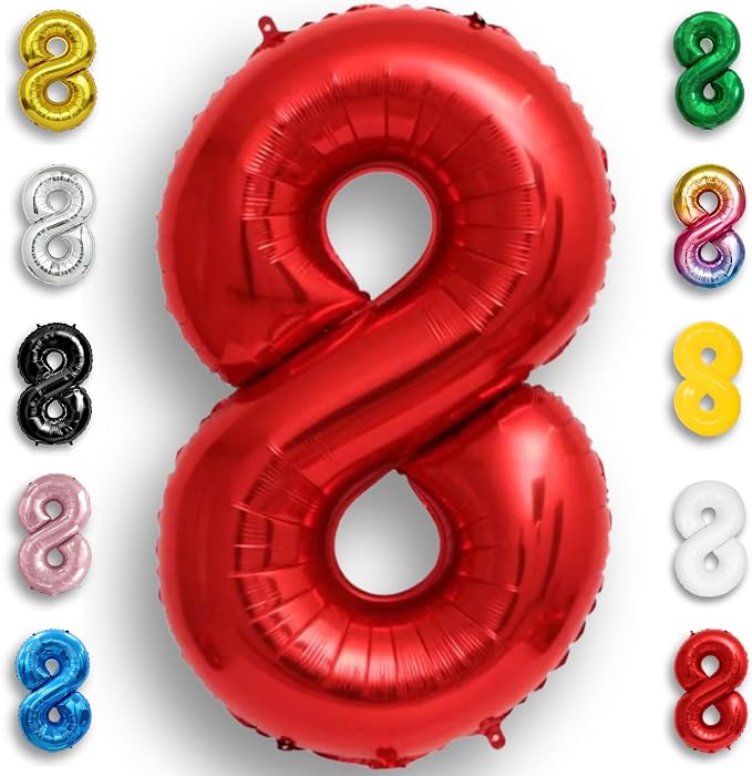 Red Number Balloon 8 Mylar Foil Balloons 16 inch by Unknown