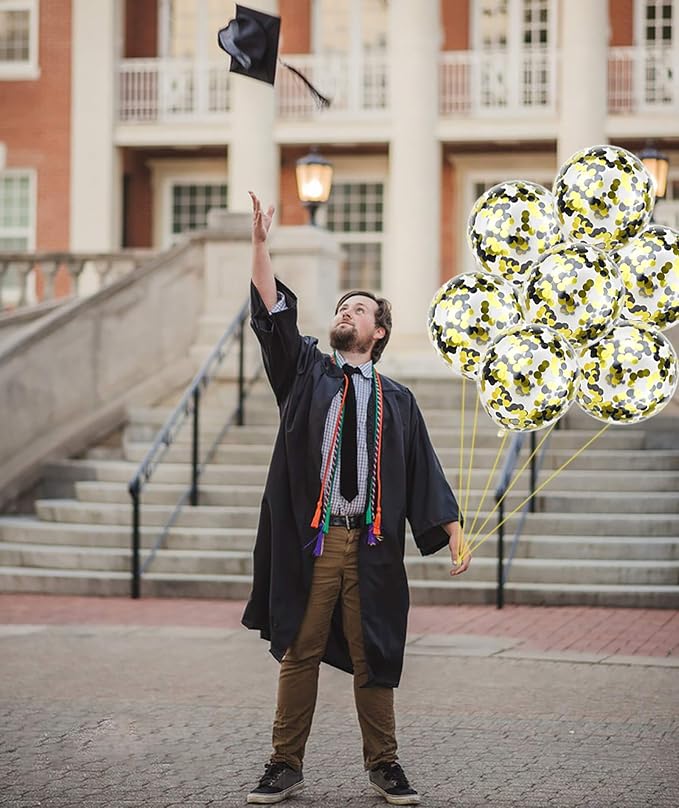 50pcs Gold Black Foil Confetti Balloons, 12 inch Latex Balloon - Image 3