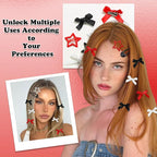36Pcs Red Mini Hair Bows Y2K Star Hair Barrettes Metal Snap Hair Clips Water Drop No Slip Hair Clips for Women Bowknot Star Hair Accessories for Girls
