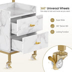 BarberPub Rolling Salon Cart with Storage Drawers, Barber Trolley with Metal Tool Holder & Basket, Beauty Salon Equipment for Hair Stylist 2084 (White)