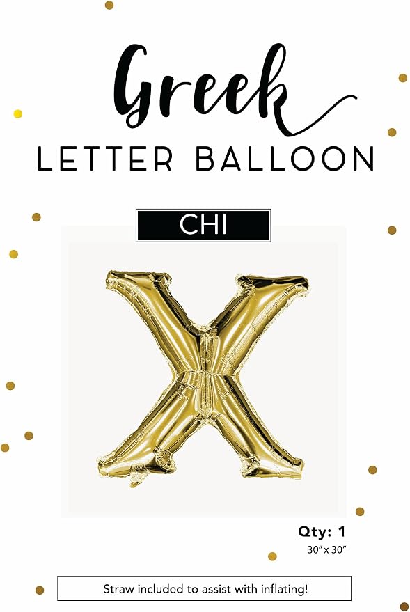 Chi - Greek Letter Balloon - Large 30" x 30" Gold Foil Balloon - Image 2