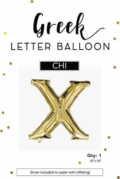 Chi - Greek Letter Balloon - Large 30" x 30" Gold Foil Balloon - Image 2