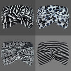 IVARYSS Extra Wide Boho Headbands for Women Non-Slip, 7'' Large Twist Knotted Stretchy Wraps Head Bands Hair Accessories, 4 Pack, White and Black