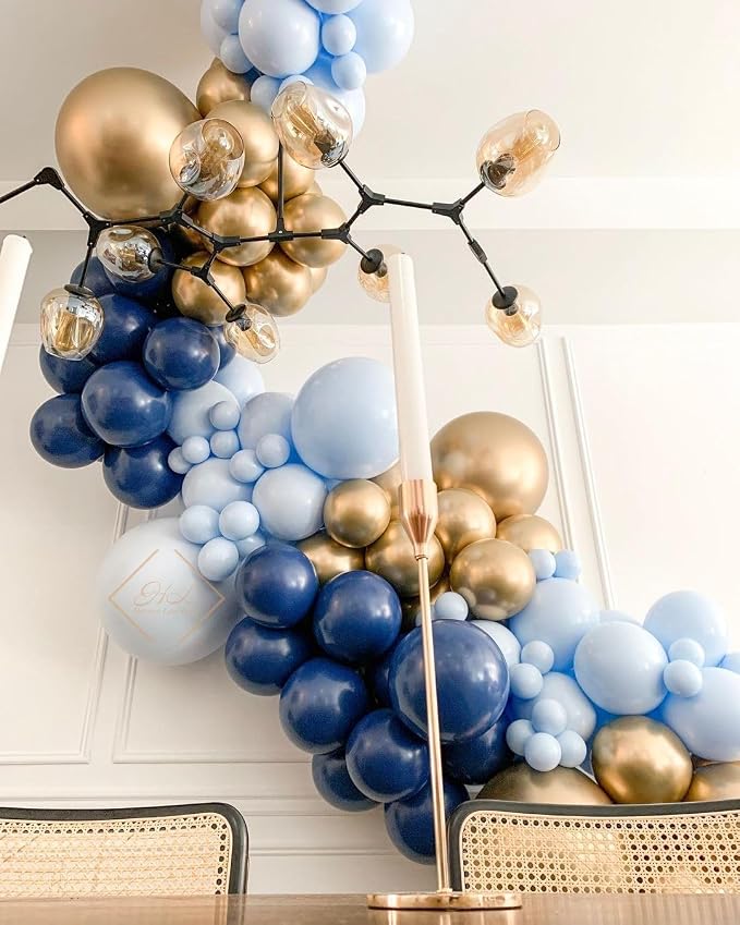 Navy Blue and Gold Balloons Arch Kit - Image 4