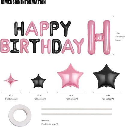 CANREVEL Happy Birthday Banner Decoration + 12Pcs Star Balloons, - Image 2