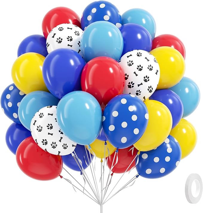 60pcs 12inch Dog Balloons, Royal Blue, Light Blue by Vicduotex