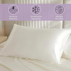 Mulberry Park 30 Momme 100% Pure Mulberry Silk Pillowcase - Luxury Charmeuse Weave for Hair and Skin, Cooling Silk Pillow Cover for Beauty Sleep - Standard Size 20''x26'' / Ivory