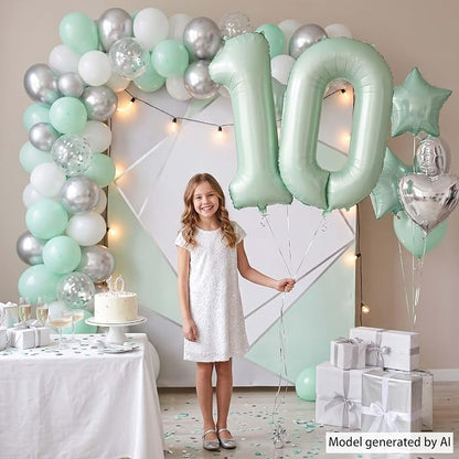 Olive Green Number 10 Balloon 40 Inch, Backdrop - Image 2