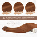 Ve Sunny Clip in Hair Extensions Real Human Hair Ginger Copper Clip in Extensions for Women Natural Human Hair Extensions Straight 7pcs 16 inch 120g
