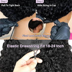 7x6 Burmese Curly Glueless Wigs Human Hair Pre Plucked Pre Cut 250% Density Drawstring Wig Human Hair 7x6 HD Lace Front Wigs Human Hair for Black Women Wear and Go Glueless Wig Natural Color 30inch