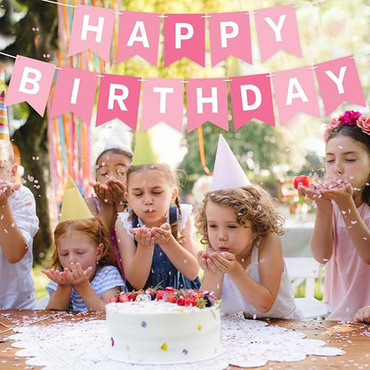 Hooqict Happy Birthday Banner Pink Birthday Decorations - Image 5