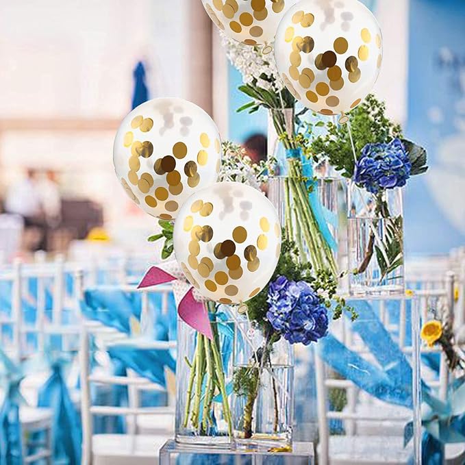 50pcs Gold Foil Confetti Balloons, 12 inch Latex Balloon - Image 4