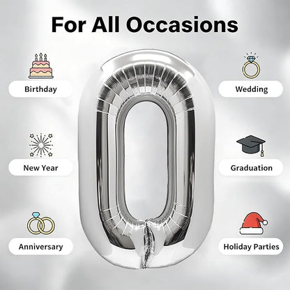 Number Balloons Silver Party Balloon - Image 5