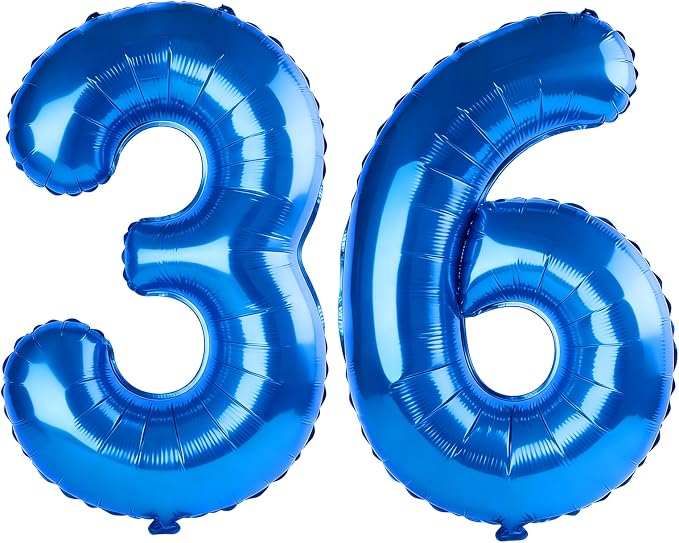 40 Inch Number 36 Balloons for 36th Birthday Party Decorations, 0-100 Dark Blue by FOBELEC