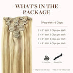 GOO GOO Clip in Hair Extensions Real Human Hair, Remy Human Hair Extensions Clip ins for Women, Natural Human Hair, 20inch 120g 7Pcs, 16/22 Light Blonde Highlighted Golden Blonde