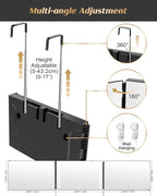 JUSRON 360 Viewing Angle Self Hair Cutting Mirror, Clear Anti-Fog HD Glass (Black with LED with Accessories)
