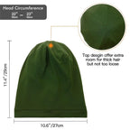 Silk Satin Lined Bonnet Sleep Cap - Adjustable Stay on All Night Hair Wrap Cover Slouchy Beanie for Curly Hair Protection for Women and Men - Solid Olive Green