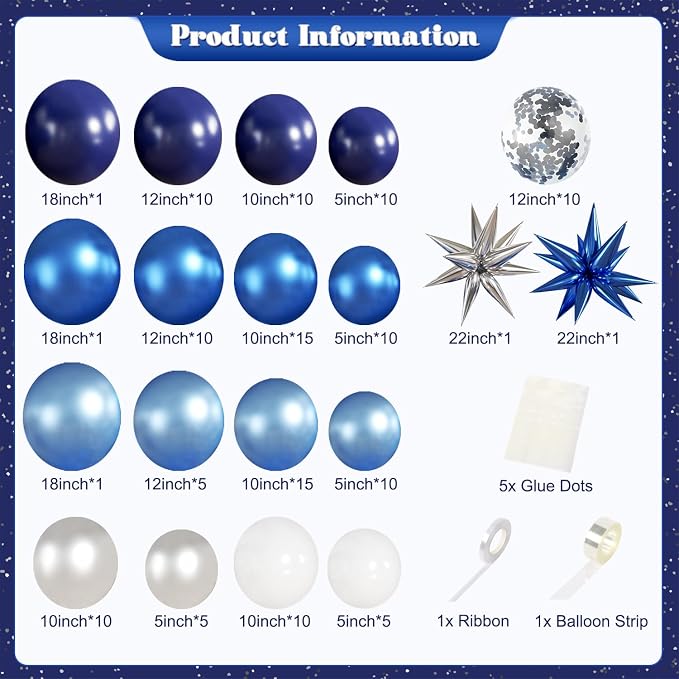 Blue Silver Balloon Garland Arch Kit - Image 4