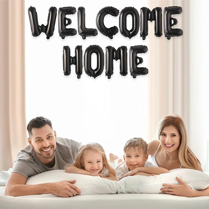 2 Set 22Pcs Black WELCOME HOME Letter Balloons 16in Balloon Foil Letter - Image 5