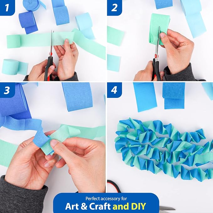 6 Blue Streamers, 492ft Pack of Crepe Paper Bachelorette Party Decorations | - Image 5