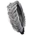 DIGUAN Wide Messy Braided Headband With Teeth Synthetic Hair Plaited Headband High Elasticity Braids Chunky Fishtail Braided Hair Band Hairpiece for Girls Women Beauty Accessory (Salt Pepper)