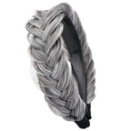 DIGUAN Wide Messy Braided Headband With Teeth Synthetic Hair Plaited Headband High Elasticity Braids Chunky Fishtail Braided Hair Band Hairpiece for Girls Women Beauty Accessory (Salt Pepper)