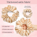 CEELGON Large Silk Satin Scrunchies for Women Big Scrunchies Jumbo Satin Hair Ties Oversized Hair Scrunchies for Thick Curly Hair Pack of 6 (Black,Champagne,Brown,Gold)