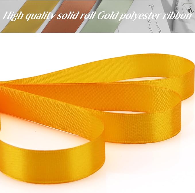 Nsilu 1/2 inch Gold Ribbon for Gift Wrapping 50 Yards Perfect Wedding Party - Image 4