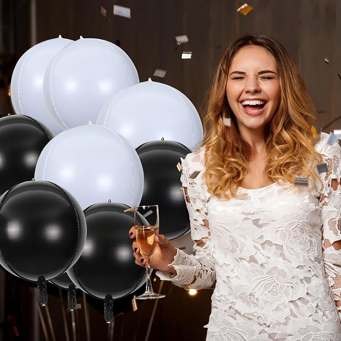 22 Inch Black and White Foil Balloons - Image 3