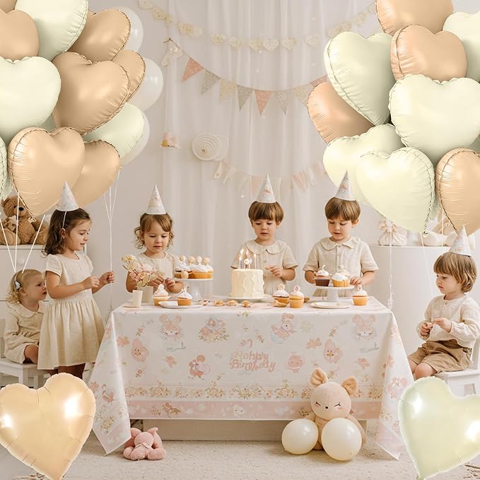 TONIFUL 30 Pcs Apricot White Heart Balloons 18Inch Heart Shape Foil Balloon | - Image 6