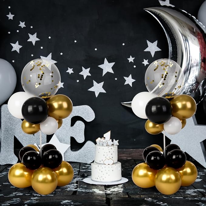 Gejoy 8 Sets Black and Gold Balloon Column Table Centerpiece Reusable Table - Image 7