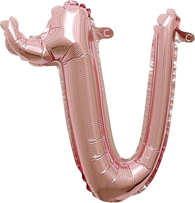 Rose Gold Script Letter "V" Shaped Foil Balloon by AmscanPartySupplies