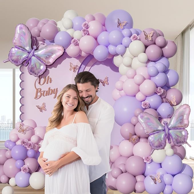 128pcs Pink Purple Butterfly Balloon Arch - Image 5