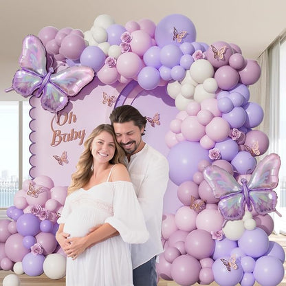 128pcs Pink Purple Butterfly Balloon Arch - Image 5