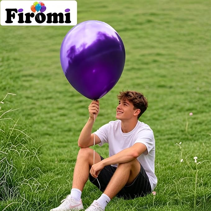 Firomi Metallic Chrome Purple Balloons 18-inch 12 Pack | Large Helium Shiny - Image 4